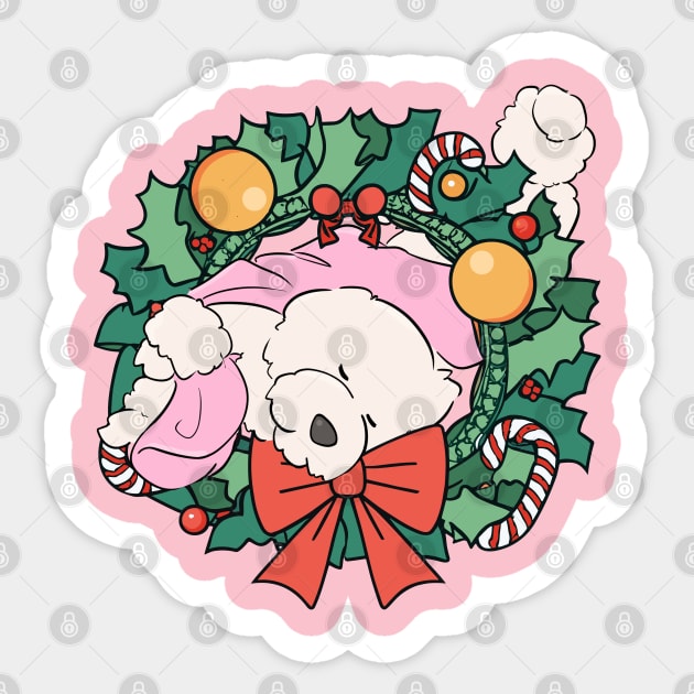 Dog with Wreath Sticker by Cheeky BB